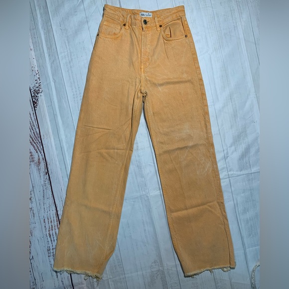 Zara Denim - Zara High rise wide leg orange denim. Size 4.